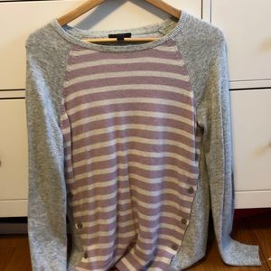 Button side cashmere striped sweater
